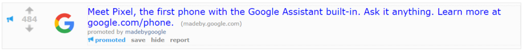 reddit ad for android smartphone